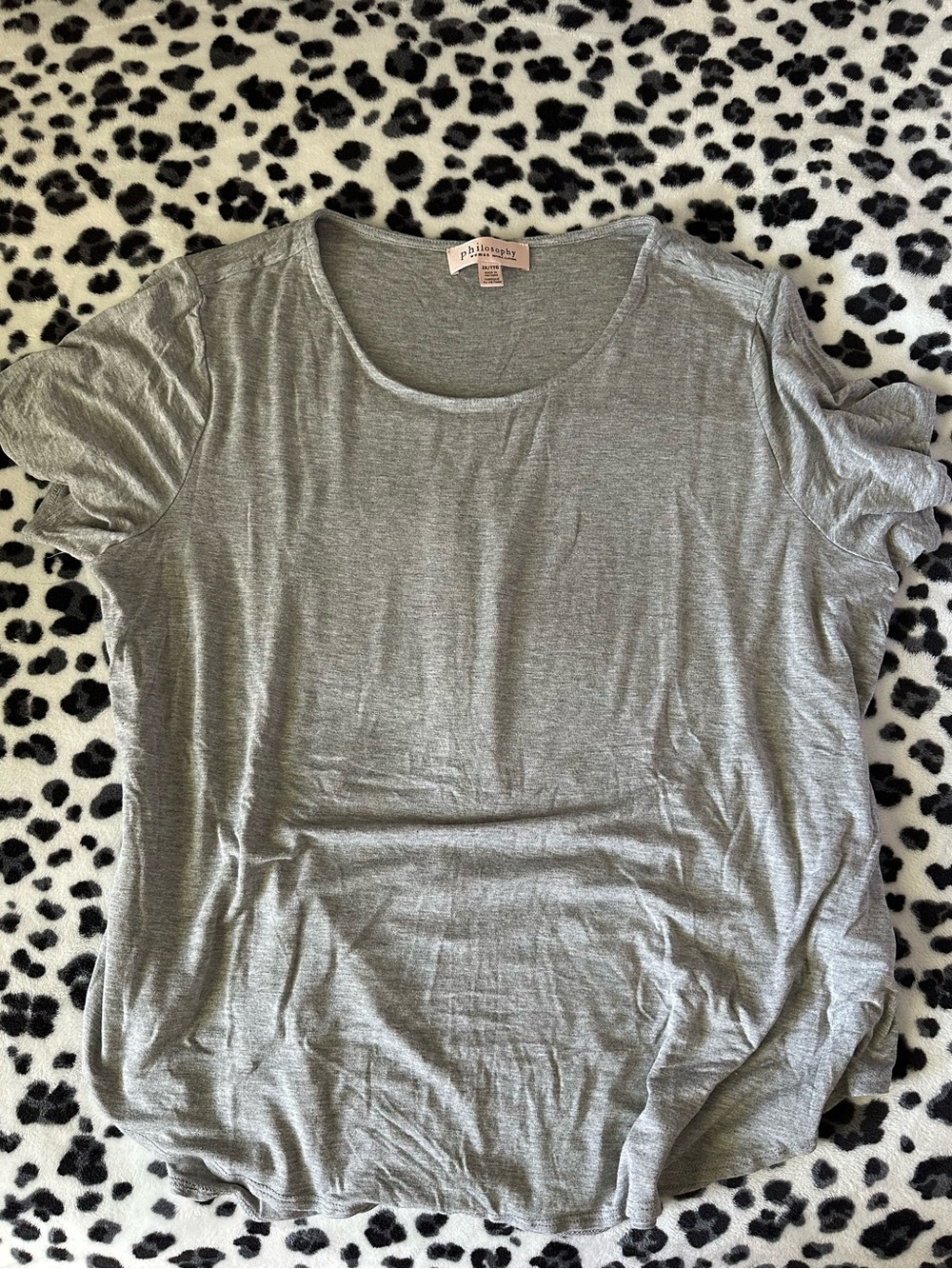Philosophy Light Gray Scoop Neck Short Sleeve Tee